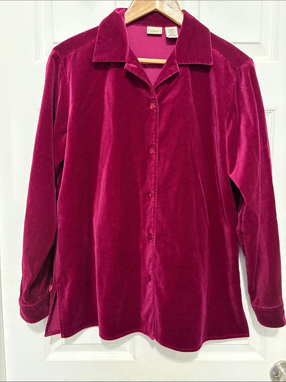 Vintage LL Bean Cranberry Velvet Blouse